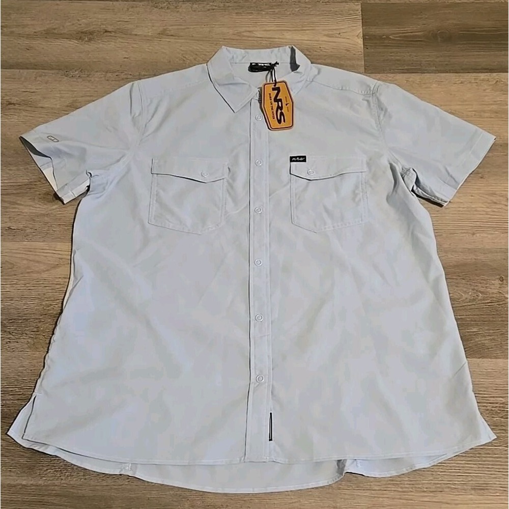 NRS Women's Guide Shirt Short Sleeve NEW XL Sterling Light Blue Snap Button Up